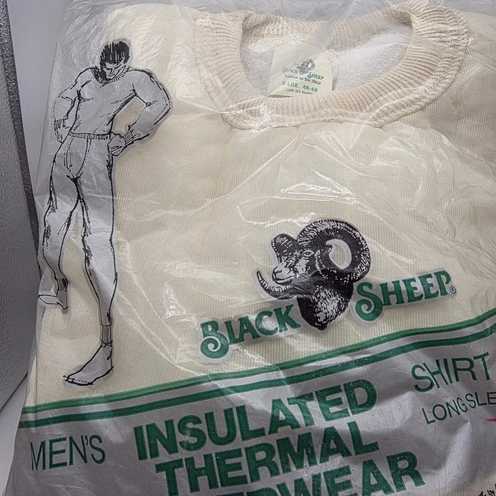 Black Sheep Insulated Thermal Underwear Mens XL Shirt Cream DuPont Dacron New